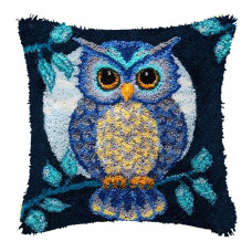 Набір для килимової вишивки Подушка сова (наволочка з канвою, нитки, гачок для килимової вишивки)