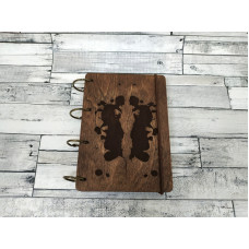 Блокнот А6 Плями Роршаха з фанери Темний на кільцях, 60 аркушів