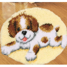 Набір для килимової вишивки килимок цуценя (основа-канва, нитки, гачок для килимової вишивки)