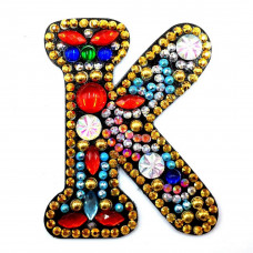 Брелок зі стразами буква K Зроби сам DIY алмазна мозаїка вишивка за номерами заготівка