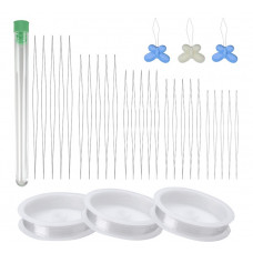 Набір голок роздвоєних для бісеру, вишивки + волосінь голка для бісероплетіння