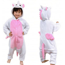 Кігурумі єдиноріг білий з рожевими крилами піжама для дітей дівчаток на зріст 132-140 розмір 134 140