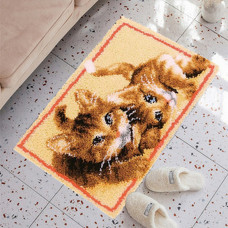 Набір для килимової вишивки килимок кошенята (основа-канва, нитки, гачок для килимової вишивки)