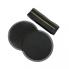 Набір для створення вязаних круглих сумок чорний колір боковушки + змійка