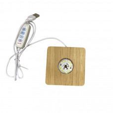 Світильник світлодіодний LED RGB з підставкою кругла деревяна 8 см USB 5В з вимикачем