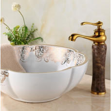 Змішувач коричневий кран ретро для ванної нефрит золотий колір античний вінтажний 30см