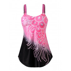 Купальник-сукня жіноча роздільна танкіні великий розмір 5XL 56 рожевий