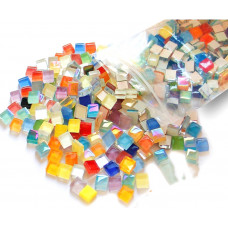 Набір шматочків мозаїки скло форма квадрат 250 грам 1*1 см 300 шт мікс