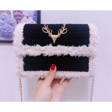 Канва з фурнітурою та нитками набір для створення сумки своїми руками чорна/бежева Канва з фурнітурою та нитками набір для створення сумки своїми руками чорна/бежева