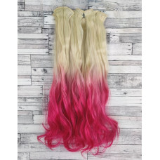 Волосся на заколках блонд омбре в рожевий №613ТPINK хвилясте термо на кліпсах шпильках тресси набір 6 пасом