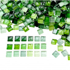 Шматочки мозаїки 1*1 см Колір Мікс Зелений (200-220 штук 200 грамів) зі скла. Форма квадрат.