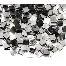Набір шматочків мозаїки слюда форма квадрат 200 г 10*10*2,7 мм 300 штук колір Сіро-темний прозорий