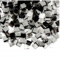 Набір шматочків мозаїки слюда форма квадрат 200 г 10*10*2,7 мм 300 штук колір Сіро-темний прозорий