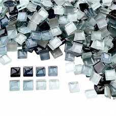 Шматочки мозаїки 1*1 см Колір Мікс Чорний сірий білий (200-220 штук 200 грамів) зі скла. Форма квадрат.