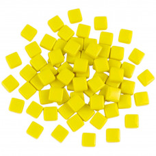 Шматочки мозаїки 1*1*0.6 см Колір Жовтий (200 гр 150 шт) з скло. Форма квадрат.