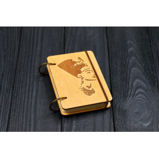 Блокнот деревяний А7 Нефертіті михенди з фанери Світлий на кільцях