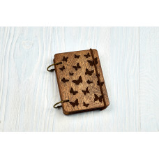 Блокнот деревяний А7 Метелики з фанери Темний на кільцях