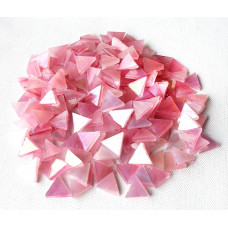 Набір шматочків мозаїки слюда форма ТРИКУТНИК 200 грам 240 шт колір Рожевий перламутр