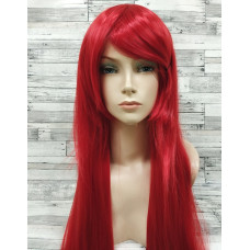 Перука червона довга пряма з довгим чубчиком жіноча для жінок 80см зі штучного волосся