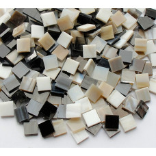 Набір шматочків мозаїки слюда форма квадрат 200 грам 1*1 см 280 штук колір Сіро-бежевий мармур