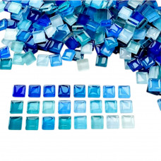 Шматочки мозаїки 1*1 см Колір Мікс Синій блакитний (200-220 штук 200 грамів) зі скла. Форма квадрат.