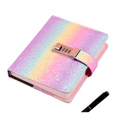 Блокнот Щоденник із кодовим замком Рожево-фіолетовий 183*1400мм із ручкою в коробці