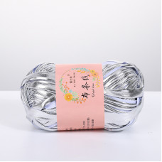 Пряжа трикотажна металік колір Сріблястий 100 грам 25 м