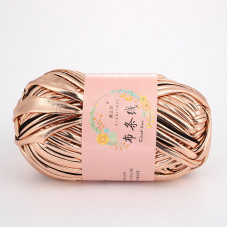 Пряжа трикотажна металік колір Золотисто-рожева 100 грам 25 м