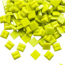 Шматочки мозаїки із зубчастою зворотною стороною 1*1 см Колір лимонний  (300 штук 200 грам) Форма квадрат