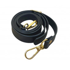 Ручка для сумки клатча чорна шкірозамінник із карабінами та регулятором довжини фурнітура колір золото 120 см