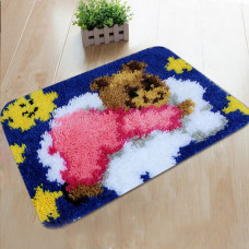 Набір для килимової вишивки килимок ведмедик в рожевому (основа-канва, нитки, гачок для килимової вишивки)