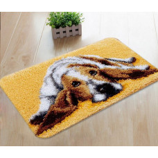 Набір для килимової вишивки килимок собака бігль (основа-канва, нитки, гачок для килимової вишивки)
