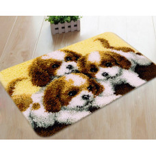 Набір для килимової вишивки килимок цуценята (основа-канва, нитки, гачок для килимової вишивки)
