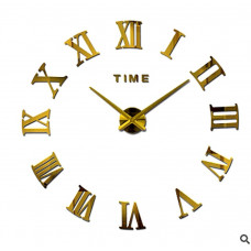 Настінний обємний 3D-годинник великий 120 см із римськими цифрами колір золото diy зроби сам Art Clock 3d дзеркальні