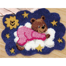 Набір для килимової вишивки килимок ведмедик в рожевому (основа-канва, нитки, гачок для килимової вишивки)