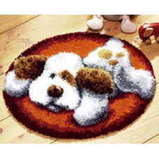 Набір для килимової вишивки килимок щеня собака (основа-канва, нитки, гачок для килимової вишивки)