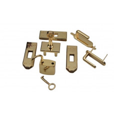 Набір фурнітури для сумки замочок з ключиком стійка наконечники і тримачі для ременів колір золото