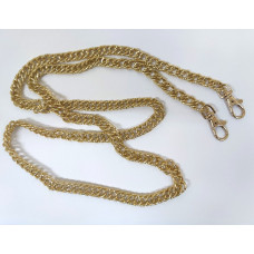 Ланцюжок-ручка для сумки 120 см 10мм колір золото подвійний ромбоподібний узор з карабінами