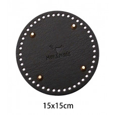 Дно сумки кругле 15 см з екошкіри чорно кольору з 4 ніжками