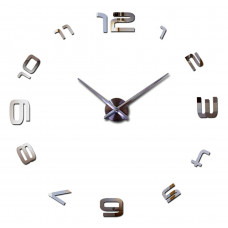 Настінний обємний 3D годинник великий 120см з арабськими цифрами колір срібло diy зроби сам Art Clock 3d