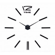 Настінний обємний 3D годинник великий 120см з полосками колір чорний diy зроби сам Art Clock 3d глянсовий великі