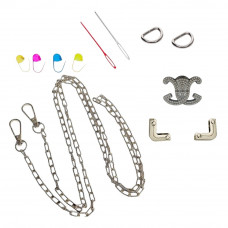 Набір - Замок Лілія колір срібло + Куточки для клапана №12 + Ручка-ланцюжок Фурнітура для сумки