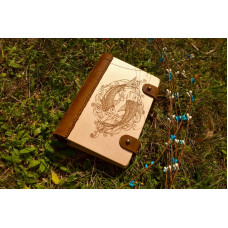 Блокнот деревяний Риби обкладинка з натурального дерева і натуральної шкіри з застібкою магніт