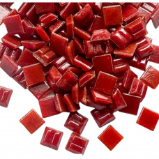 Шматочки мозаїки із зубчастою зворотною стороною 1*01 см Колір червоний  (300штук 200 грам) Форма квадрат