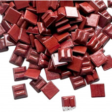 Шматочки мозаїки із зубчастою зворотною стороною 1*1 см Колір бордовий  (300 штук 200 грам) Форма квадрат