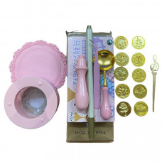 Набір для сургункового друку No9: друк-штамп 10 шт + свічки 10 шт + сургун гранули 10 кольорів + інструменти