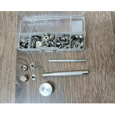 Набір для встановлення кнопок 15 мм каппа + інструмент для встановлення кнопок 20 шт