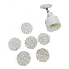 Пресформа кругла для місячних пряників 6 візерунків No9 Візерунки квіти та орнамент.