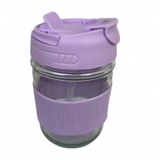 Склянка з кришкою, силіконовою трубочкою Фіолетового кольору 350мл