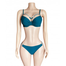 Купальник роздільний зелений зі стразами M 44